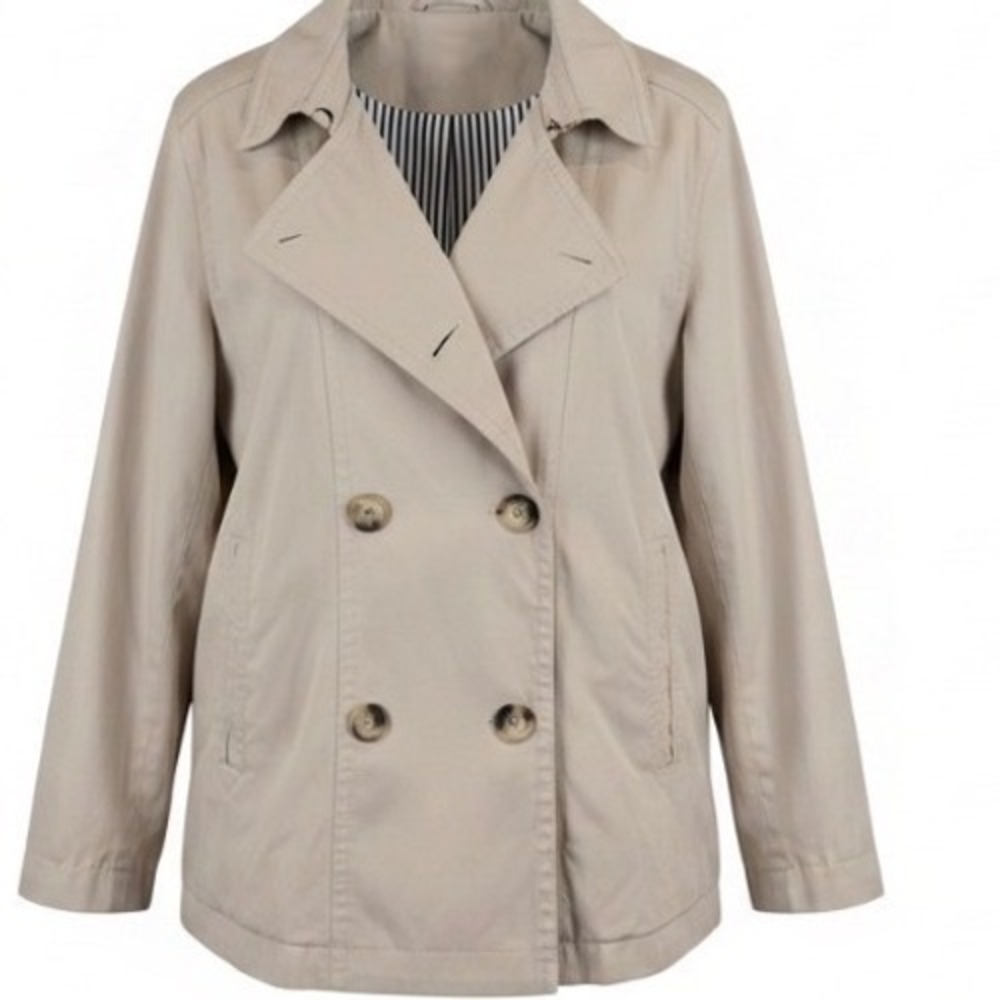 GAP Womens Tan Khaki Double Breasted‎ Short Trench Coat Jacket XXL Utility Barn